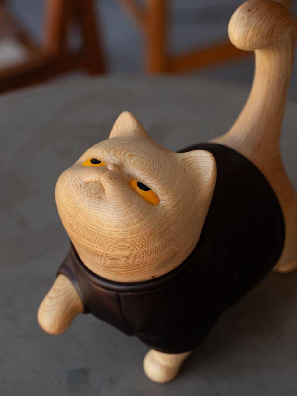 unique home decor gifts - wood animal decor - wooden animal sculpture - wooden cat - wooden home- decor - housewarming gift - wood carved - luxury gifts for men- cat lover gifts - cat statues | Dora Findery