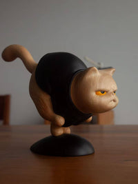 unique home decor gifts - wood animal decor - wooden animal sculpture - wooden cat - wooden home- decor - housewarming gift - wood carved - luxury gifts for men- cat lover gifts - cat statues | Dora Findery