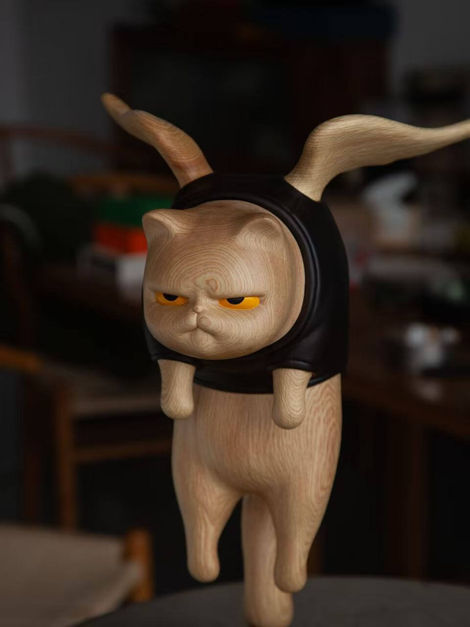 unique home decor gifts - wood animal decor - wooden animal sculpture - wooden cat - wooden home- decor - housewarming gift - wood carved - luxury gifts for men- cat lover gifts - cat statues | Dora Findery