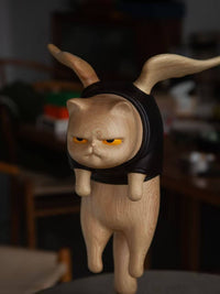 unique home decor gifts - wood animal decor - wooden animal sculpture - wooden cat - wooden home- decor - housewarming gift - wood carved - luxury gifts for men- cat lover gifts - cat statues | Dora Findery