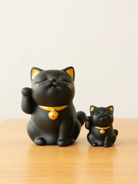 Lucky lucky cat - black cat resin statues - housewarming gift ideas - designer home decor - cat decor - cat decoration - gift for cat lovers - Chinese Lucky Cat - Dora Findery 